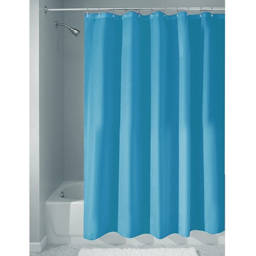 InterDesign Mildew-Free Water-Repellent Fabric Shower Curtain, 72-Inch by 72-Inch, Azure