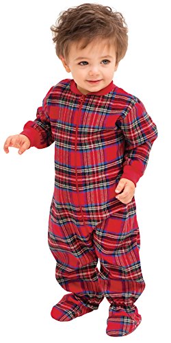 PajamaGram Infant Stewart Plaid Pajamas with Red Top and Plaid Pants