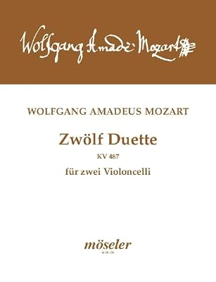 Zwölf Duette: übertragen für zwei Violoncelli. KV 487. 2 cellos. Partition d'exécution.