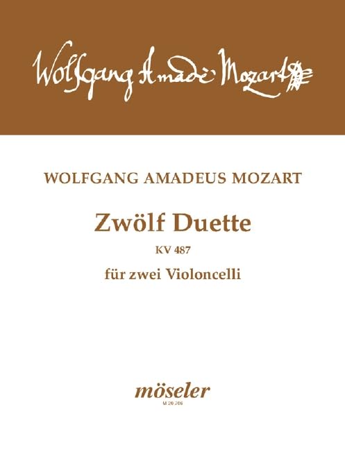 Zwölf Duette: übertragen für zwei Violoncelli. KV 487. 2 cellos. Partition d'exécution. by Walther Hertz