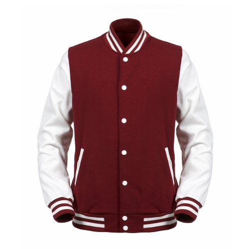 Angel Cola Burgundy & White Cotton Varsity Lightweight Letterman Jacket
