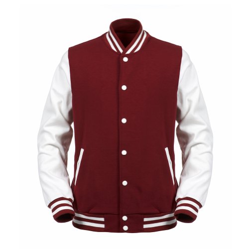 Angel Cola Burgundy & White Cotton Varsity Lightweight Letterman Jacket ...