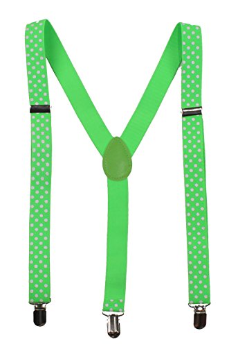 BODY STRENTH Polka Dot Suspenders for Men with Strong Clips Leather Braces