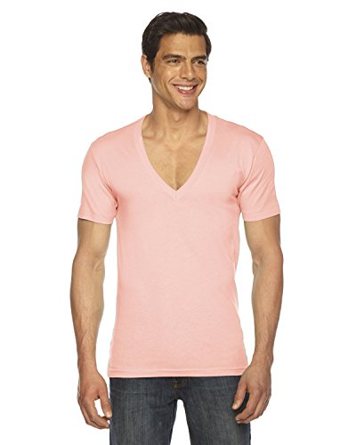 American Apparel Men Sheer Jersey Deep V-Neck T-Shirt Size XL Brown