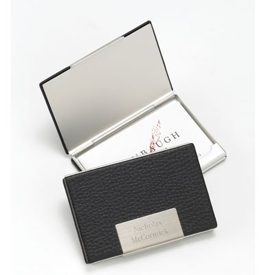 

Personalized Black Leather Business Card Case