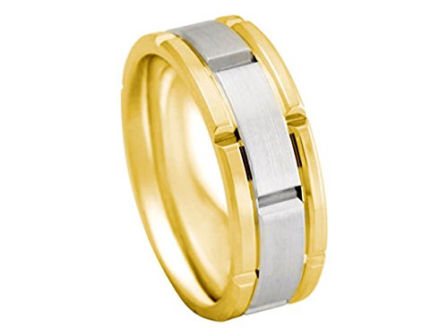 

Men's TWO TONE 14K YELLOW WHITE GOLD ROLEX INSPIRED 8mm COMFORT FIT WEDDING BAND