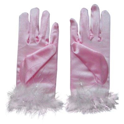 Pink Princess Gloves with Fuzzy Trim
