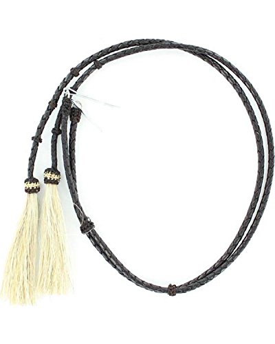 M & F Western Men's Braided Leather Blonde Horsehair Tassels Stampede String