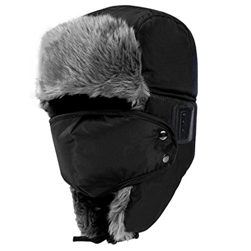 Binmer(TM)Soft Winter Thicken Hat Wireless Bluetooth Smart Cap Headset Headphone Speaker Mic Hands-free for Men Women (A)