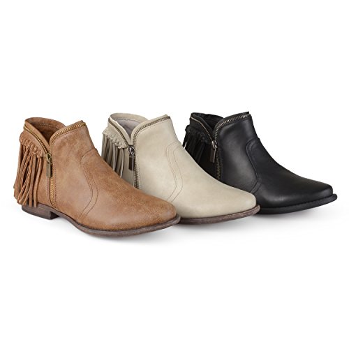Brinley Co. Womens Fringed Almond Toe Riding Booties
