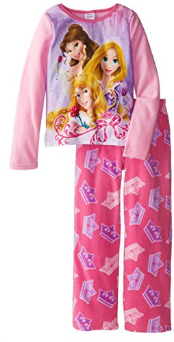 Disney Princess Big Girls' Belle Aurora Rapunzel Cozy Fleece Pajama Set