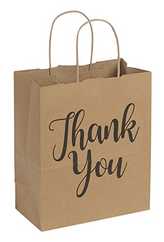 Algopix Similar Product 16 - Medium Kraft Thank You Paper Shopping