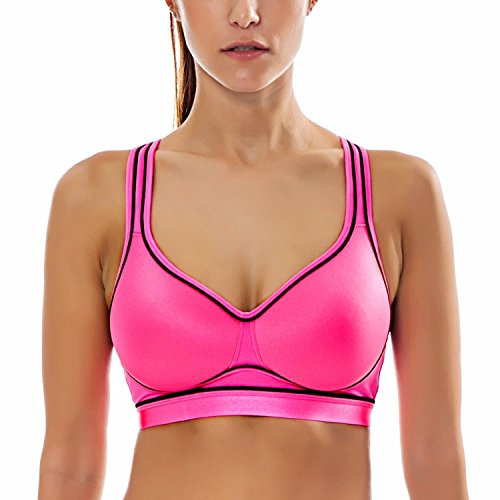 SYROKAN Women's Med Impact Wirefree Padded Contour Cross Back Workout Sports Bra