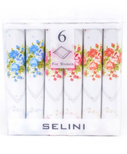 Boxed Fancy 6 pc. Ladies Cotton Handkerchiefs