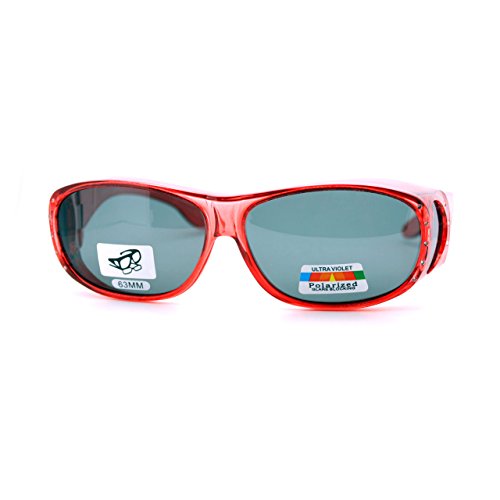 Womens Polarized Fit Over Glasses Rhinestone Sunglasses Oval Rectangular