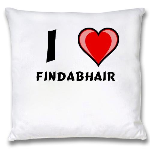 

White Cushion Cover with I Love Findabhair (first name/surname/nickname)