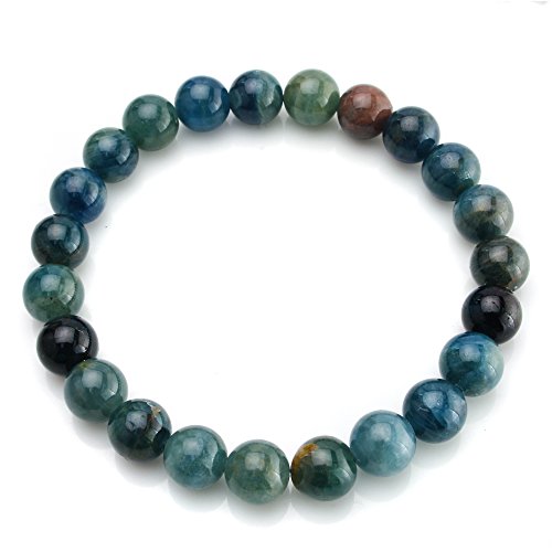 Beadnova AAA Grade Natural Round Birthstone Gem Beads 6mm Genuine Semi Precious Gemstones Apatite Phosphorite Stone Bead Stretch Bracelet Hand Made Loose Beads Bracelet With Box Pack