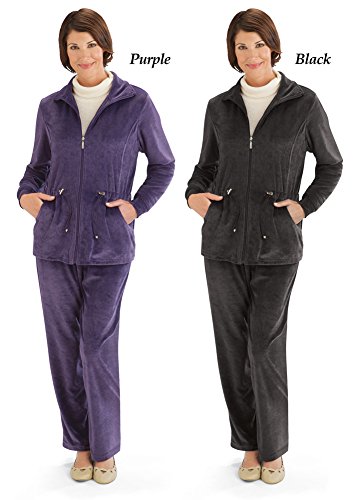 Collections Etc Women's Long Sleeve Women's Velour Jacket and Pant Set