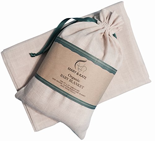 Classic Baby Swaddle Blanket by Mary & Kate, 100% Organic Cotton Muslin Gift