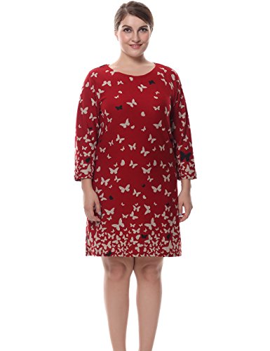 Chicwe® Womens Butterfly Printed Cashmere Touch Plus Size Dress