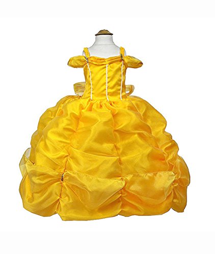 MylittlelizShop Disney Beauty and Beast Princess Dress Kids Costume (8, Yellow)