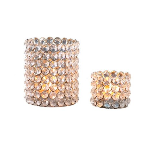 Algopix Similar Product 5 - 2 Pc Crystal Beaded Tealights Set