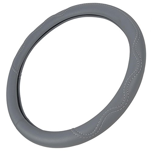 BPA Free Odor-Free Leather Steering Wheel Cover Gray - Fit All Standard Size, Non-Toxic