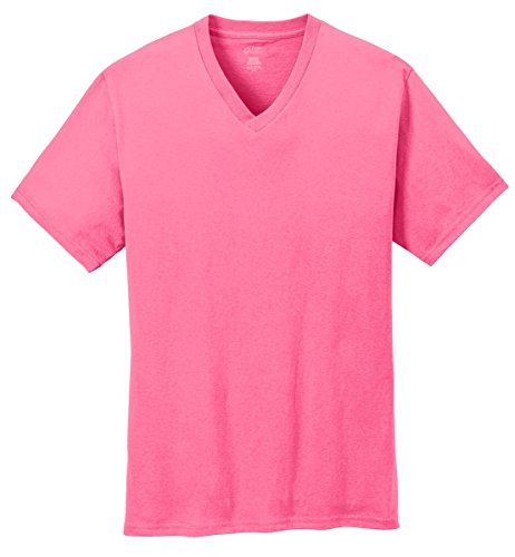 Port & Company Men's V-Neck Rib Knit Collar Stylish Tee Shirt