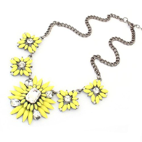 Bestpriceam (Tm) Chunky Clear Crystal Statement Necklace (Yellow)