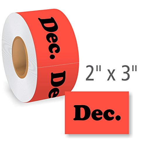 

December, Fluorescent Paper Labels, 500 Labels / Roll, 3" x 2"