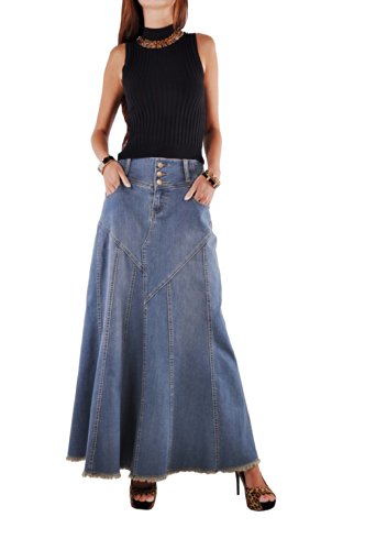 Style J Fantastic Flared Long Jean Skirt