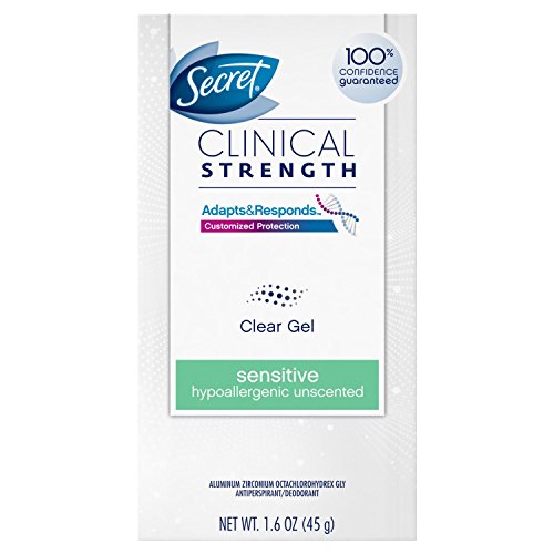Secret Clinical Strength Clear Gel Unscented Sensitive Hypoallergenic Women's Antiperspirant Deodorant, 1.6 Ounce