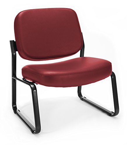 OFM Big and Tall Vinyl Armless Guest / Reception Chair, Wine