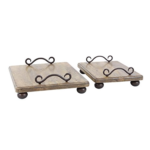 Algopix Similar Product 5 - Benzara Splendid Wood Metal Tray Set