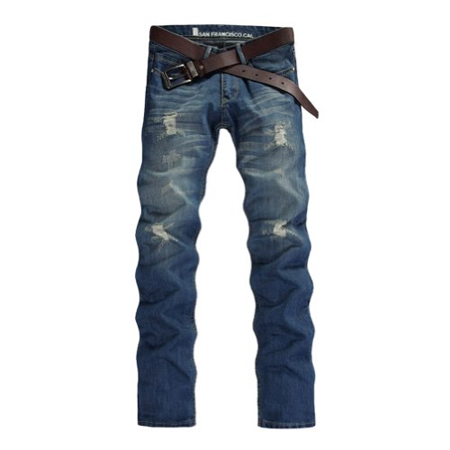 Zehui® Classic Men Stylish Designed Straight Slim Fit Trousers Casual Jeans Pants