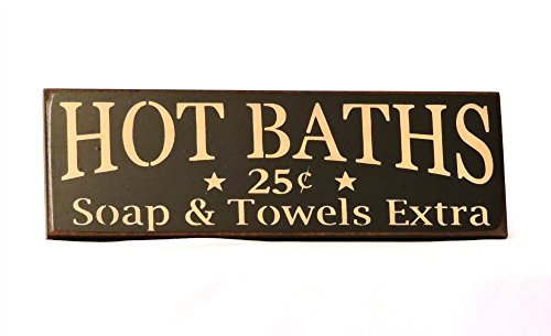 Hot Baths Country Sign, Bathroom Sign, Country Decor, Wall Decor, Primitive, 4