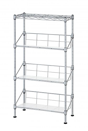 Algopix Similar Product 16 - BestOffice New Silver 4Tier Media Rack