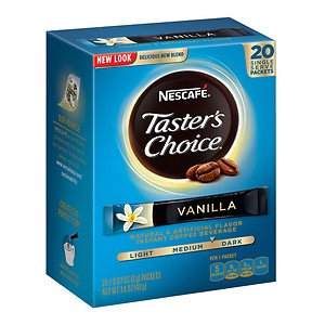 Nescafe Tasters Choice Vanilla Instant Coffee, Single Serve Sticks, 20 Count 0.07oz.(pack of 2)