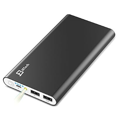 JETech® Batterie Externe USB 10000mAh 2-Sorties Power Bank Banque Eléctrique Portatif Ultra-compact et Portable de Secours Externe et Pack Chargeur pour iPhone 6/5/4, iPad, iPod, Samsung Devices, Smart Phones, Tablet PCs (10000mAh Noir)