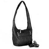 Black Leather Locking Concealment Purse - CCW Concealed Carry Gun Handbag