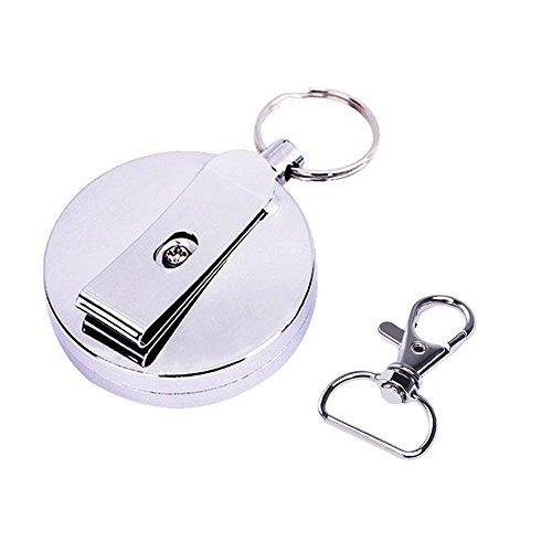 eBoot Metal Retractable Reel with Belt Clip for Keys, ID Badges, Belt Loop Clasp and Key Ring