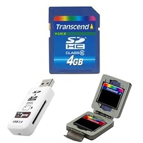 TRANSCEND SDHC Class 6 Memory Card 4GB with SD Card Reader and SD Card Case