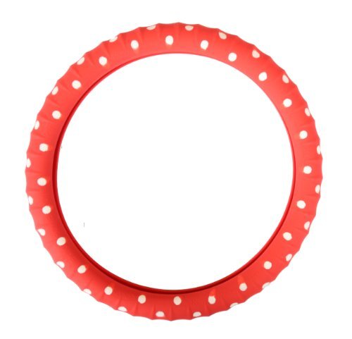 New SILICONE-Red Polka Dot Steering Wheel Cover-With Negative ion Tech -Limited Edition!