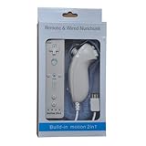 Vigrand® Built-in Motion Plus Remote and Nunchuck Controller for Wii and Wii U Newest+silicone Case+strap,with Package (White)