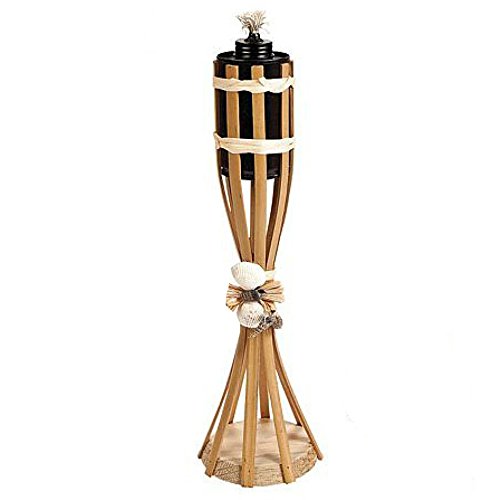 

Tiki Torch Wicker - Ideal for Hawaiian Luau and Outdoor Festivities - Bamboo Like Wicker- Great for Tabletops - Oil Burning Tiki Torch
