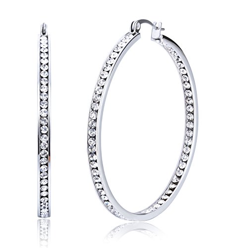 Jstyle Stainless Steel Womens Hoop Earrings Cubic Zirconia Earrings for Teen Girls