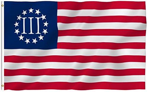 ANLEY® [Fly Breeze] 3x5 Foot Nyberg Three Percent Flag - Vivid Color and UV Fade Resistant - Canvas Header and Double Stitched - 3 Percenters Flags Polyester with Brass Grommets 3 X 5 Ft