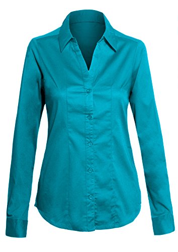 Women's Classic Button Down Long Sleeve Fitted Shirt