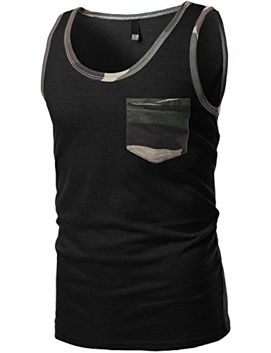 Youstar Men's Contrast Colorblock Round Neck Tank Tops
