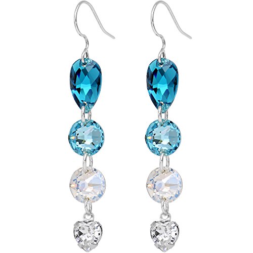 Body Candy Handcrafted Blue to Clear Gradient Dangle Earrings Created with Swarovski Crystals